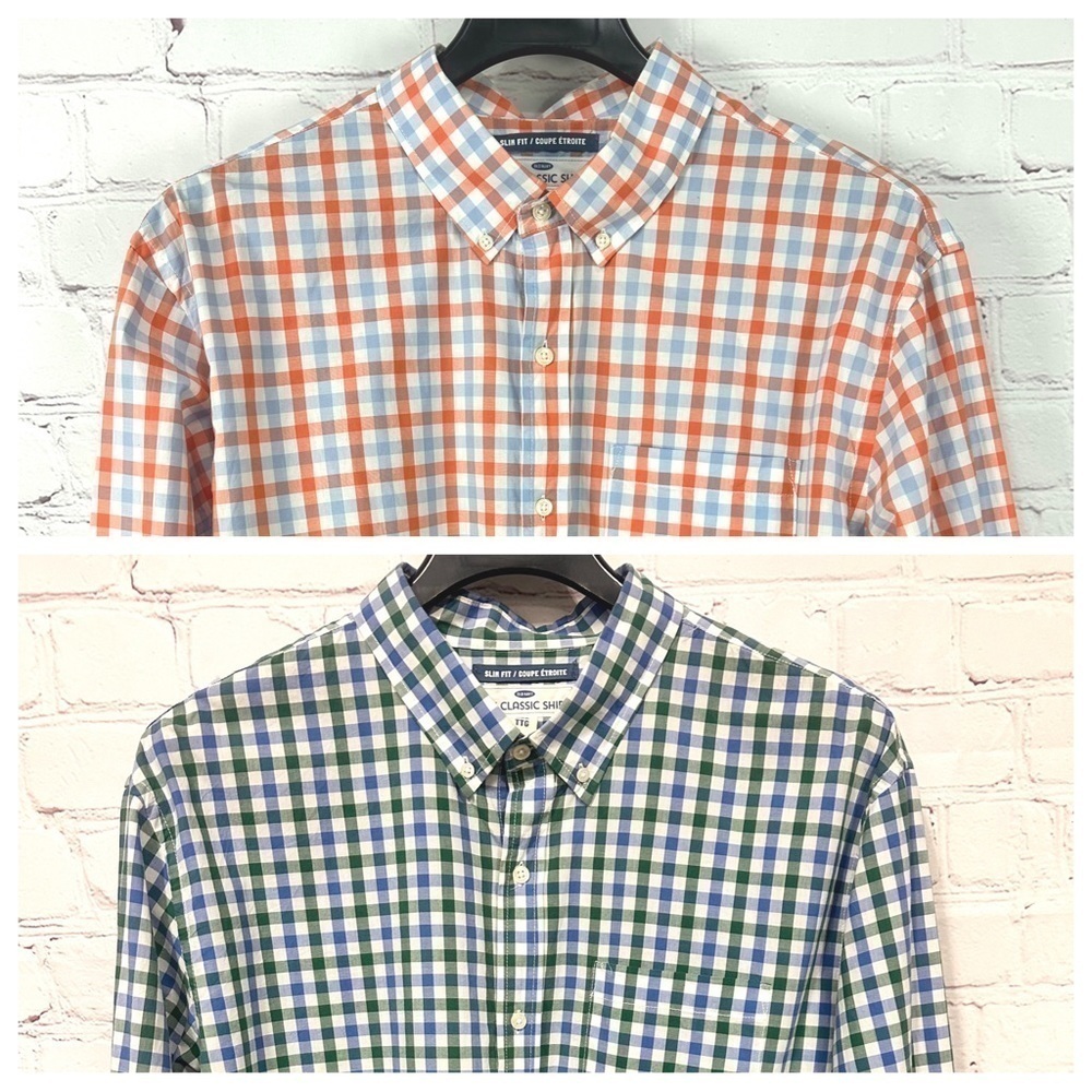 Men’s long sleeve shirt button down checkered plaid  classic size XXL Old Navy